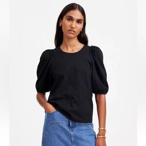 Madewell Black Puff Sleeve Tee XXS NWT